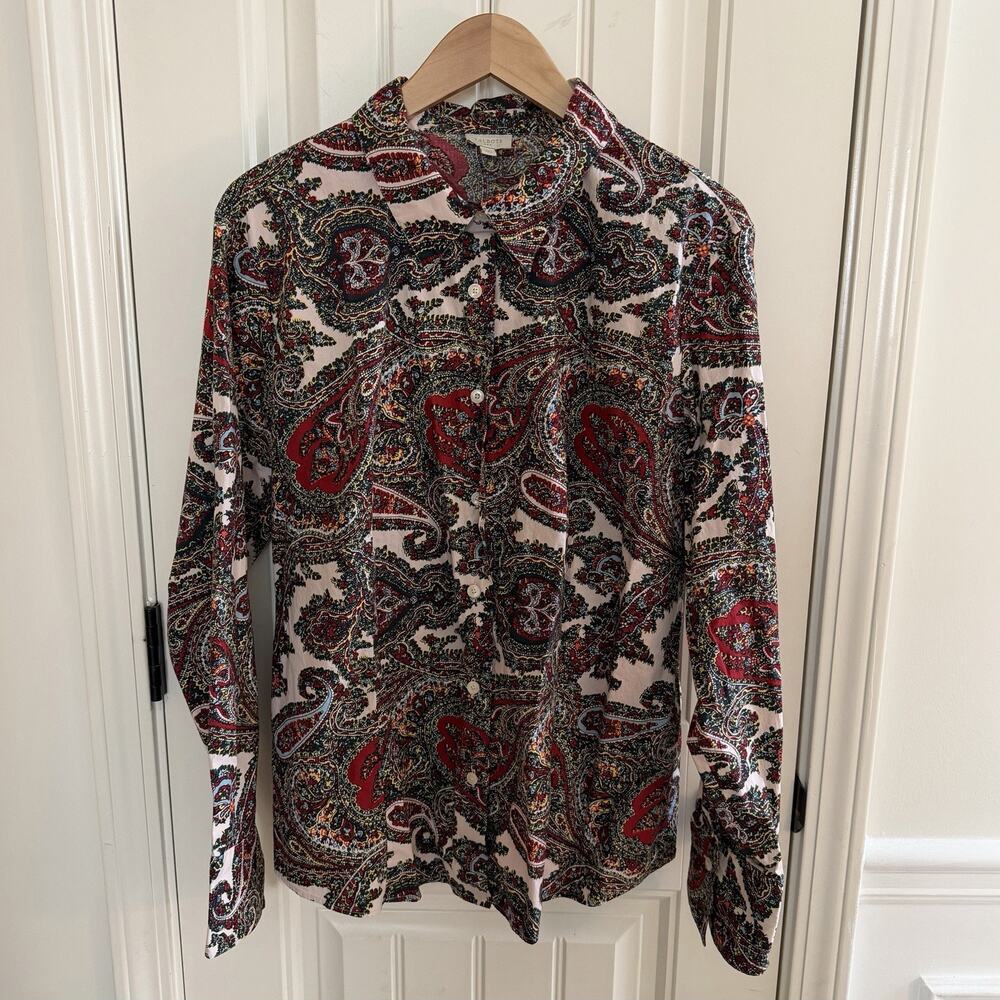 Talbots Paisley Long Sleeve Button Up Woman’s Top Size XL